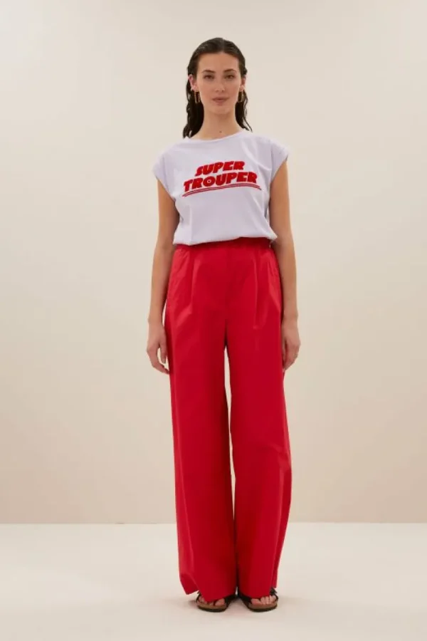 By bar Broeken<benji poplin pants | lipstick