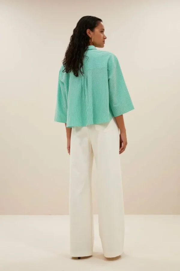 By bar Blouses<bernie blouse | green seer stripe