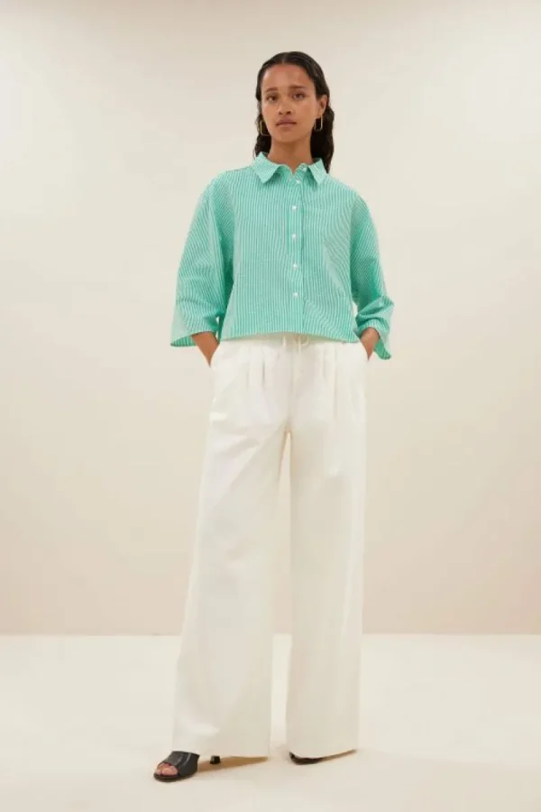 By bar Blouses<bernie blouse | green seer stripe