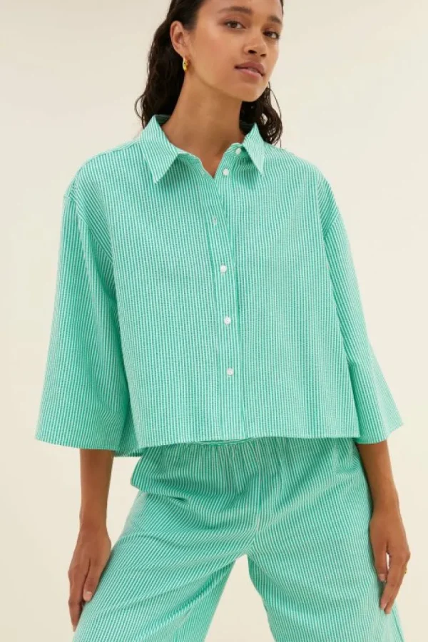 By bar Blouses<bernie blouse | green seer stripe