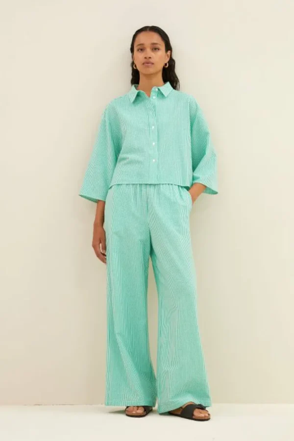 By bar Blouses<bernie blouse | green seer stripe