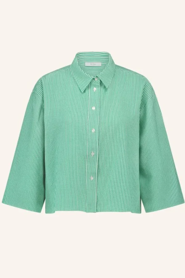 By bar Blouses<bernie blouse | green seer stripe