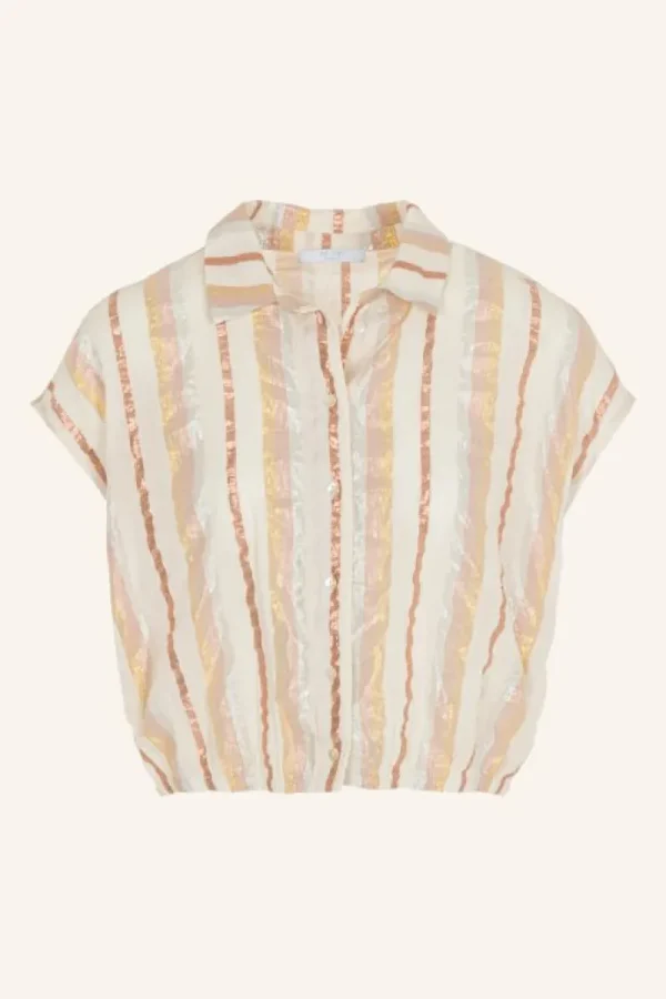 By bar Blouses<bieke gloss stripe blouse | pastel gloss stripe