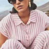 By bar Blouses<bieke linen stripe blouse | bubblegum
