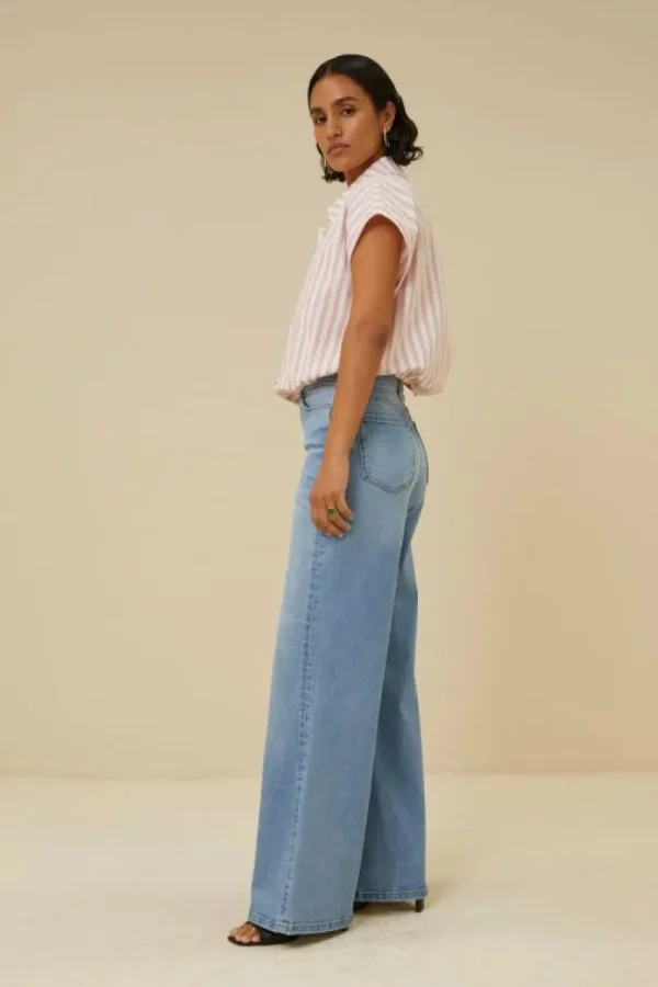 By bar Blouses<bieke linen stripe blouse | bubblegum