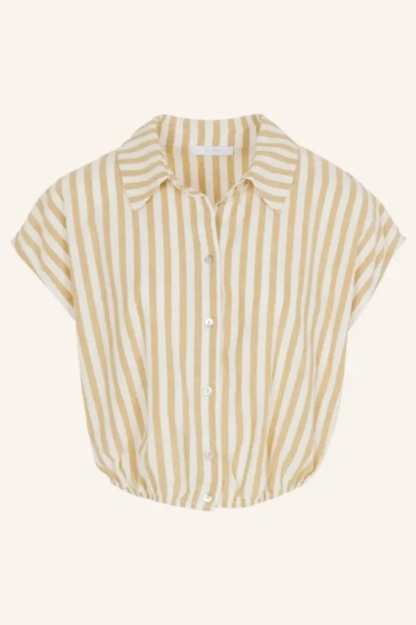 By bar Blouses<bieke linen stripe blouse | ochre