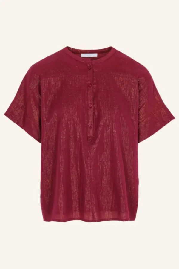 By bar Blouses<bo metallic blouse | grenache