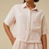 By bar Blouses<cris linen blouse | cipria pink