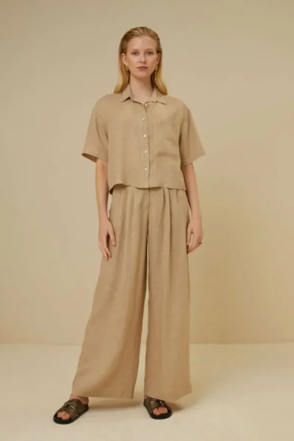 By bar Blouses<cris linen blouse | latte