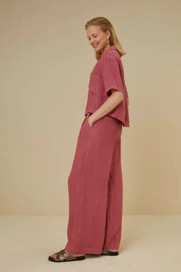 By bar Blouses<cris linen blouse | raspberry
