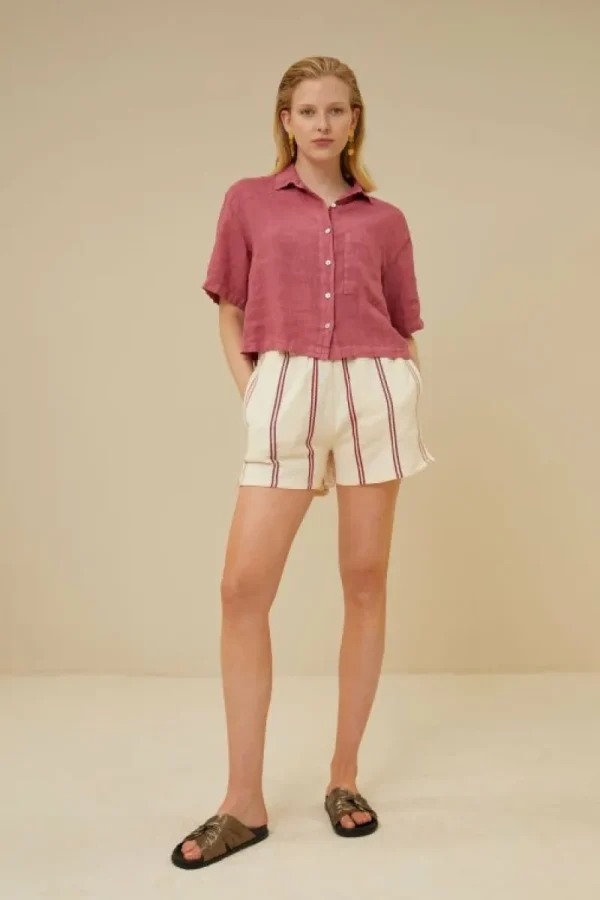 By bar Blouses<cris linen blouse | raspberry