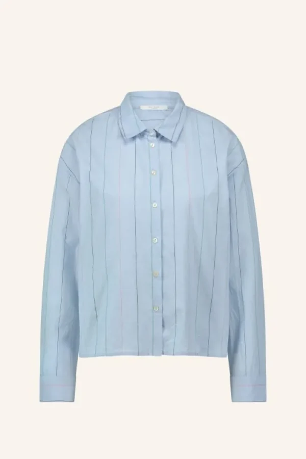 By bar Blouses<elvie stripe chambray blouse | light blue stripe