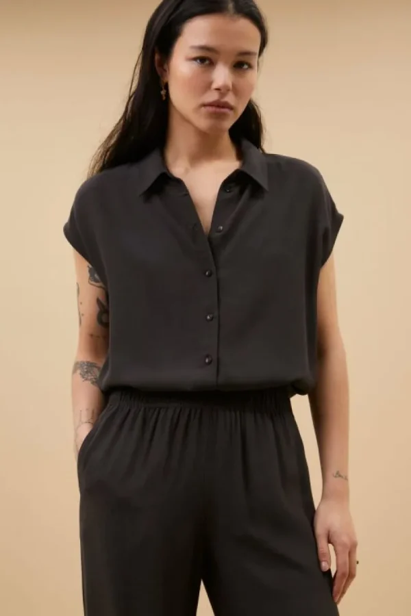 By bar Blouses<kiek viscose top | cafe noir