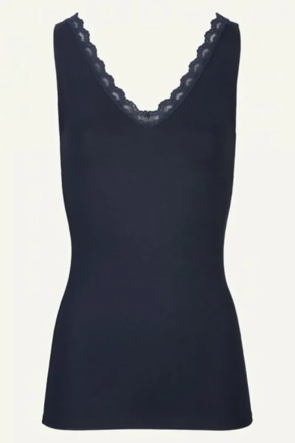 By bar Tops & Shirts<lace singlet | dark navy