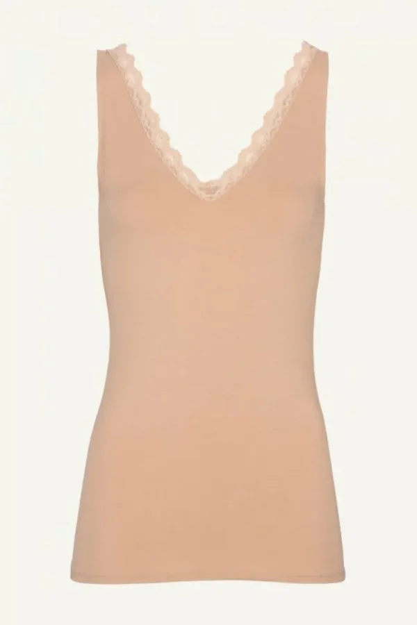 By bar Tops & Shirts<lace singlet | nude