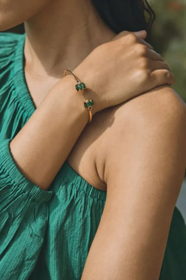 By bar Sieraden<lotus bracelet | green