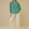 By bar Blouses<lucy graphic blouse | graphic green