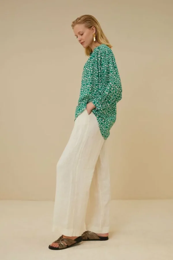 By bar Blouses<lucy graphic blouse | graphic green