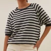 By bar Tops & Shirts<neva slub stripe top | jet black