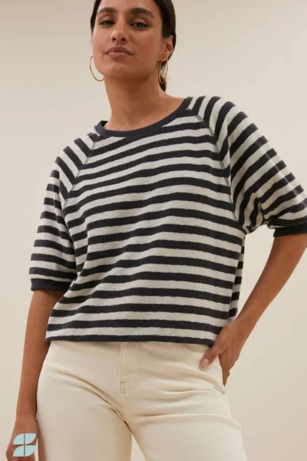 By bar Tops & Shirts<neva slub stripe top | jet black