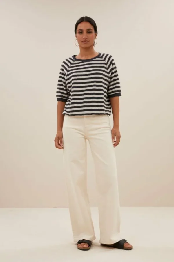 By bar Tops & Shirts<neva slub stripe top | jet black