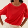 By bar Tops & Shirts<neva slub top | poppy red