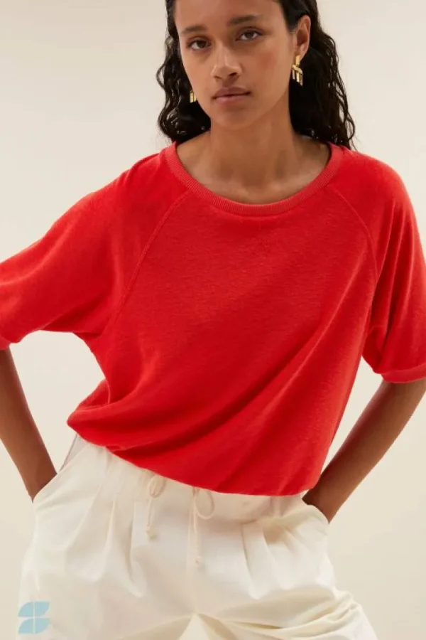 By bar Tops & Shirts<neva slub top | poppy red