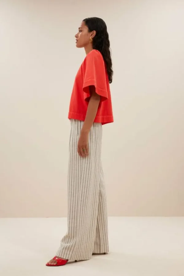 By bar Blouses<olivia twill blouse | poppy red