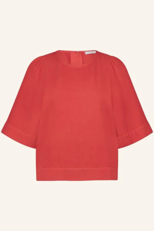 By bar Blouses<olivia twill blouse | poppy red