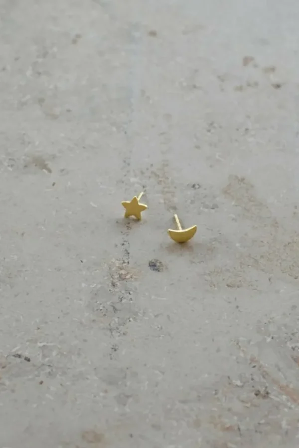 By bar Oorbellen | Sieraden<PD Star and Moon | gold