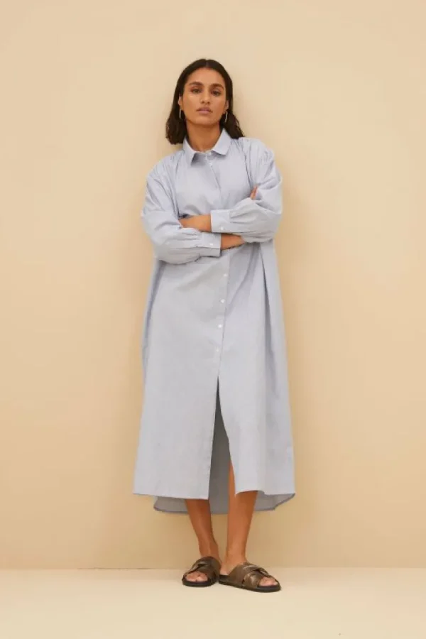 By bar Jurken<pin stripe shirt dress | indi grey