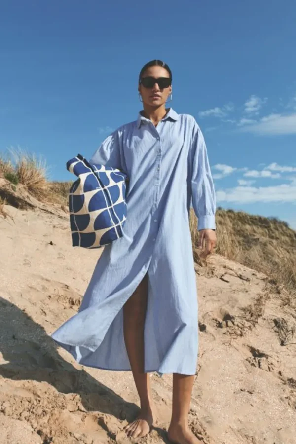 By bar Jurken<pin stripe shirt dress | indi grey
