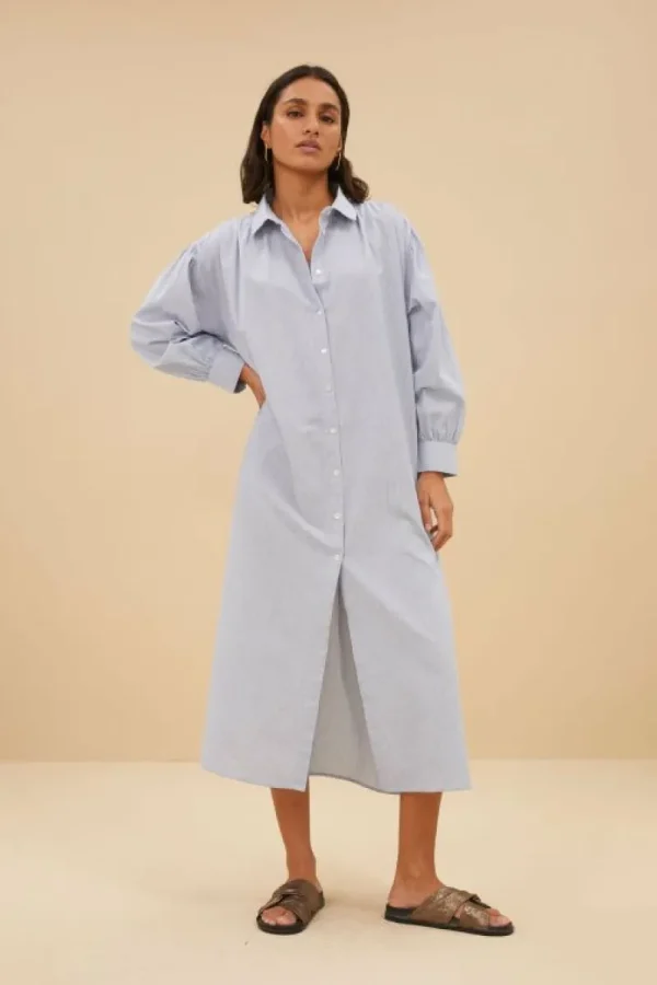 By bar Jurken<pin stripe shirt dress | indi grey