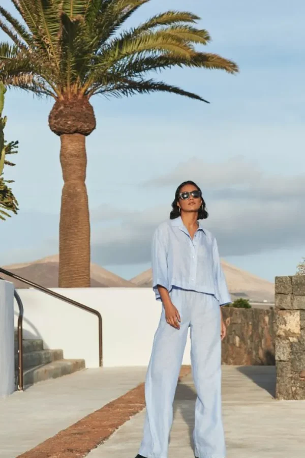 By bar Broeken<randy pinstripe pant | sky blue