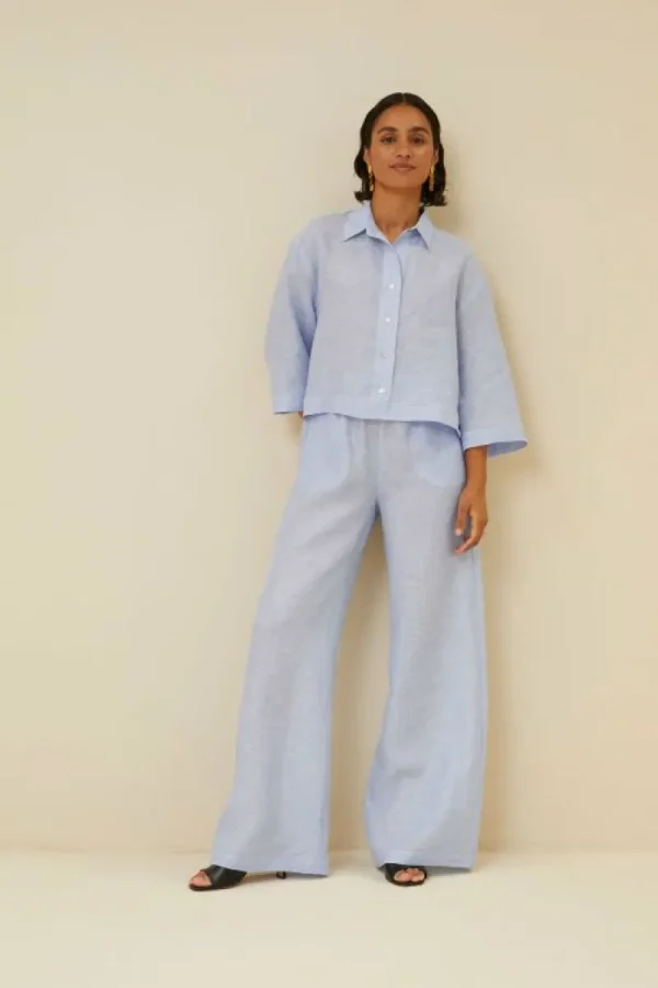 By bar Broeken<randy pinstripe pant | sky blue