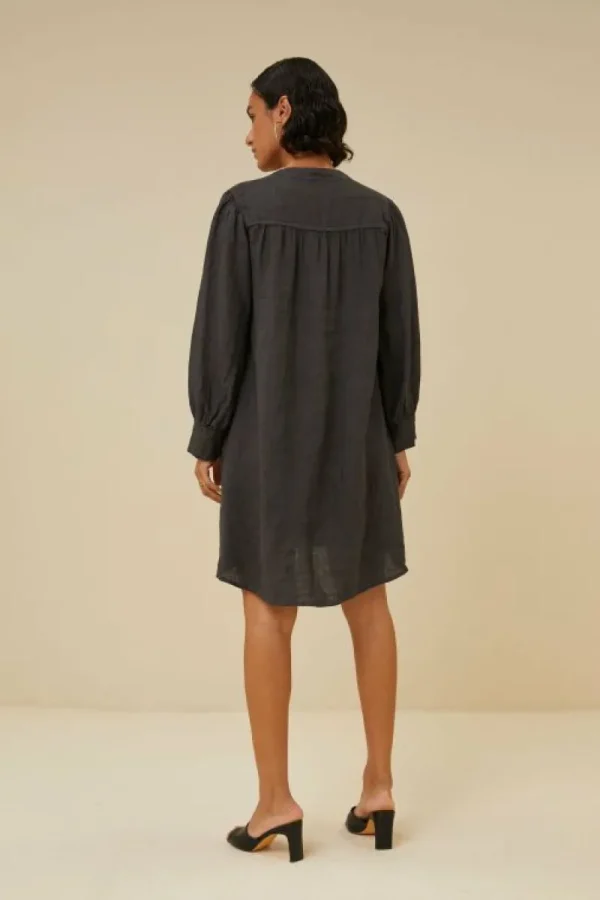 By bar Jurken<resa linen dress | jet black
