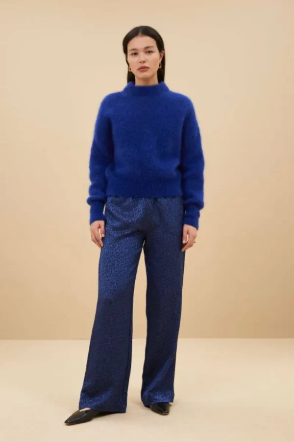 By bar Broeken<robyn blue cheetah pants | blue cheetah print