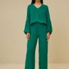 By bar Broeken<robyn satin stripe pant | evergreen