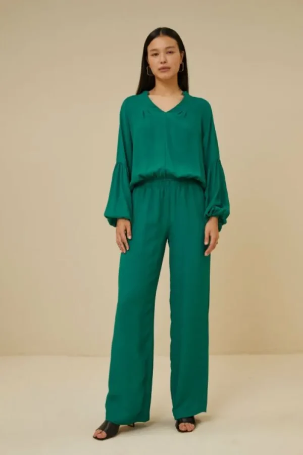 By bar Broeken<robyn satin stripe pant | evergreen