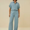 By bar Broeken<robyn satin stripe pant | ocean
