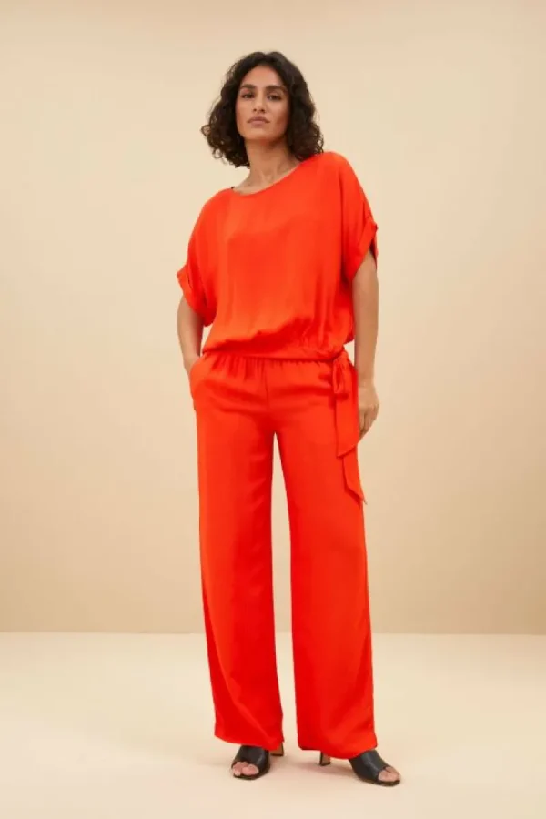 By bar Broeken<robyn satin stripe pant | bright poppy