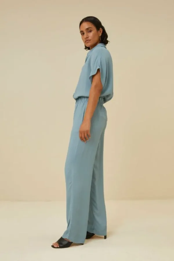 By bar Broeken<robyn satin stripe pant | ocean