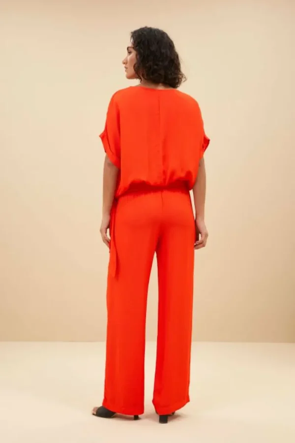 By bar Broeken<robyn satin stripe pant | bright poppy