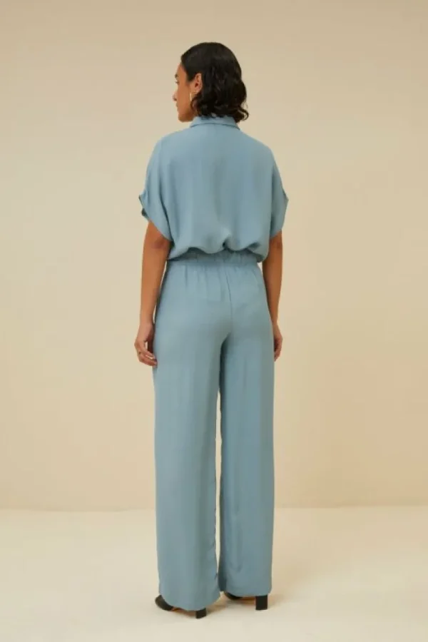 By bar Broeken<robyn satin stripe pant | ocean