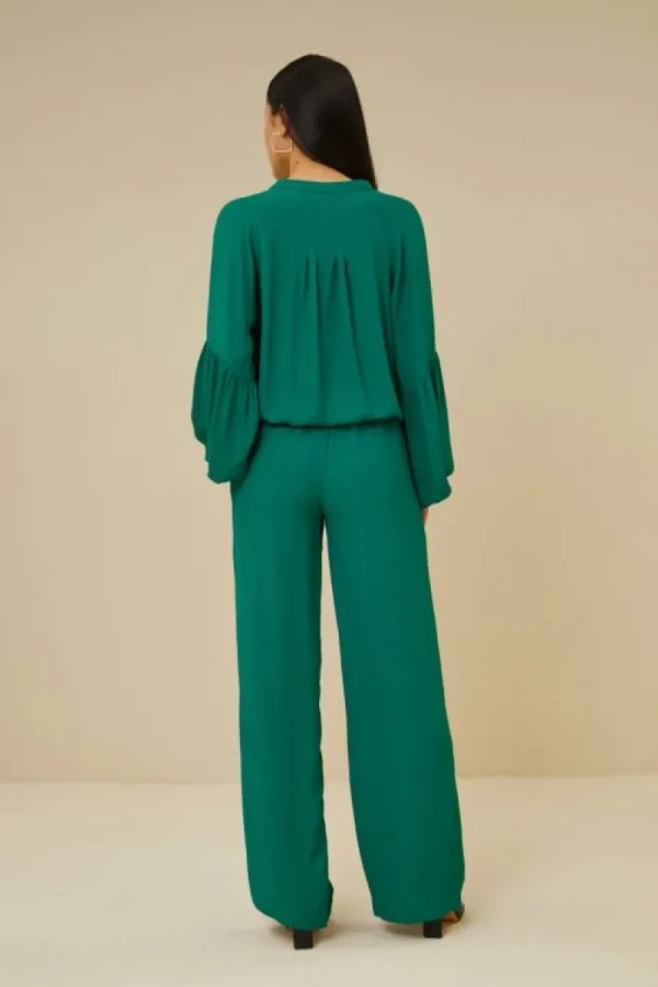 By bar Broeken<robyn satin stripe pant | evergreen