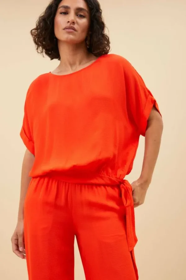 By bar Broeken<robyn satin stripe pant | bright poppy
