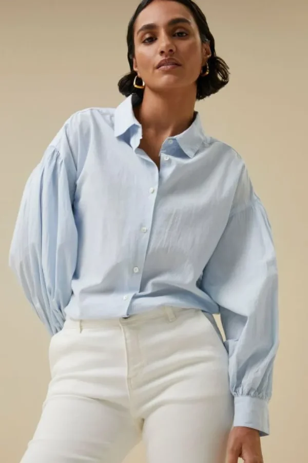 By bar Blouses<sarah chambray blouse | light blue