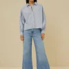 By bar Blouses<sarah short pin stripe blouse | indi grey