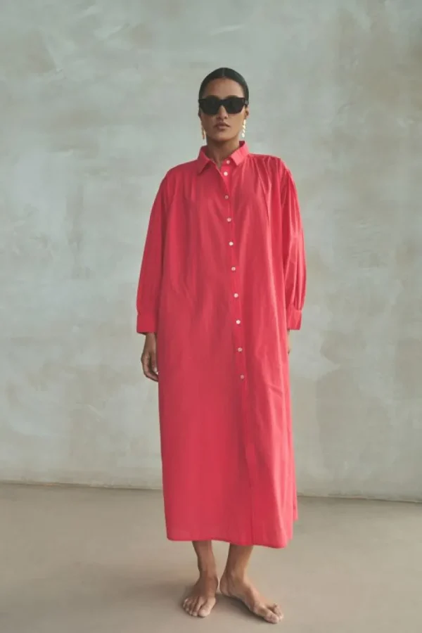 By bar Jurken<shirt dress | poppy red
