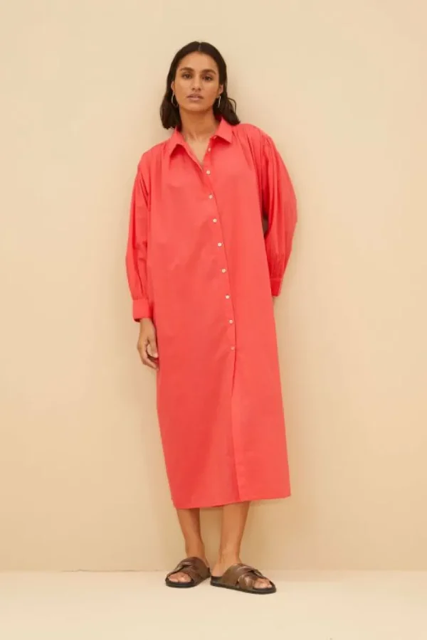 By bar Jurken<shirt dress | poppy red